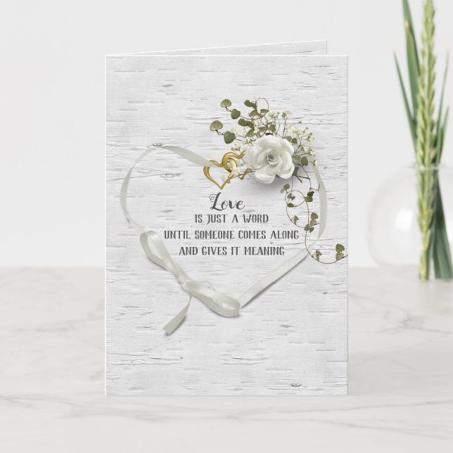 Wedding Ribbon Heart On Birch  Card (Front)