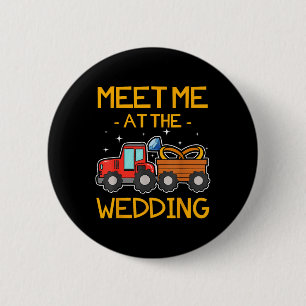 Wedding Ring Bearer Tractor Bride Groom Reception 6 Cm Round Badge
