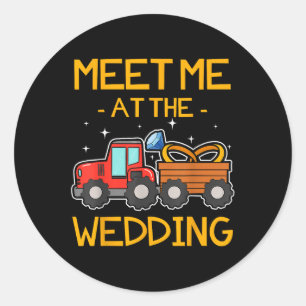 Wedding Ring Bearer Tractor Bride Groom Reception Classic Round Sticker
