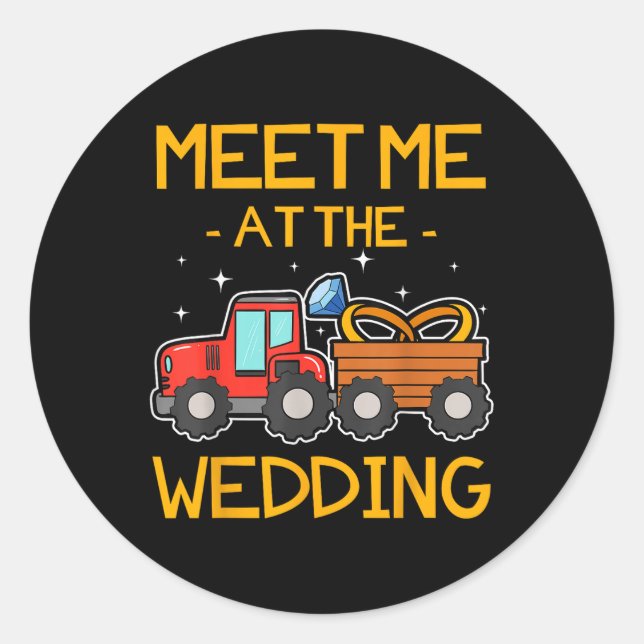 Wedding Ring Bearer Tractor Bride Groom Reception  Classic Round Sticker (Front)