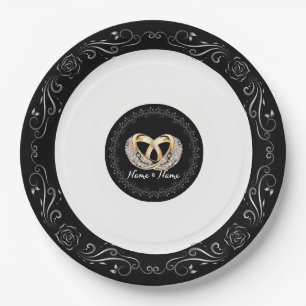 Wedding Ring Custom Name 9" Paper Plates