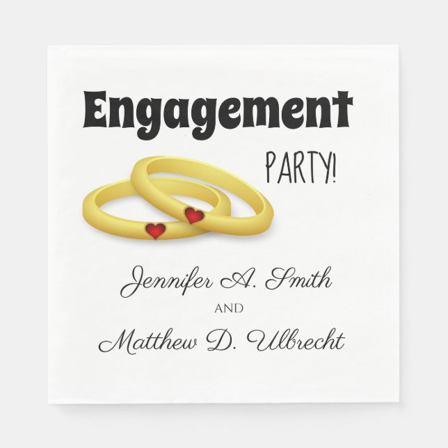 Wedding RIng Engagement Party Napkins (Front)