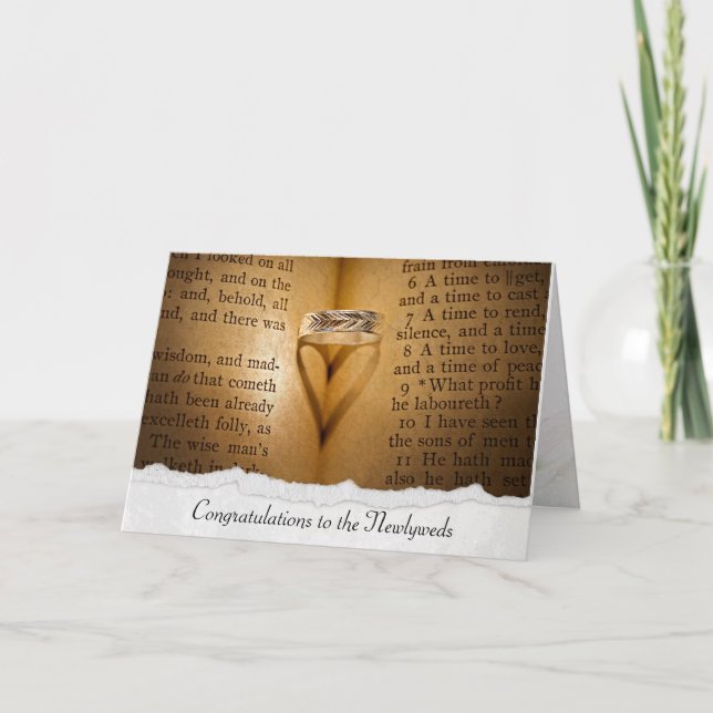 Wedding Ring Heart Shadow with torn edge Card (Front)