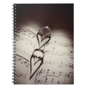 Wedding Ring Hearts Music Spiral Notebook