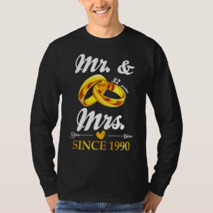 Wedding Ring Married Mr & Mrs Since 1990 Couple 32 T-Shirt