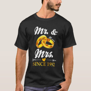 Wedding Ring Married Mr & Mrs Since 1992 Couple 30 T-Shirt