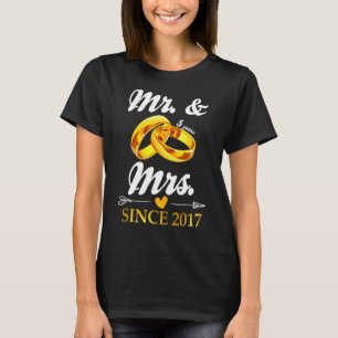 Wedding Ring Married Mr & Mrs Since 2017 Couple 5  T-Shirt