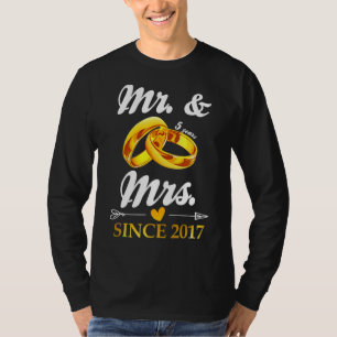 Wedding Ring Married Mr & Mrs Since 2017 Couple 5 T-Shirt