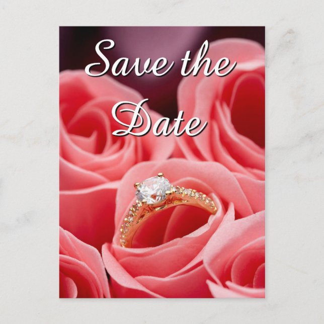 Wedding Ring Save the Date Postcards (Front)