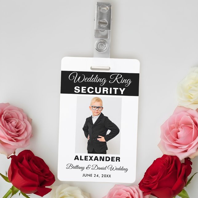 Wedding Ring Security - Pick Text Colour - ID Badge (Customize to change text size, style or color.)