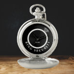 Wedding Ring Security Ring Name Favour Pocket Watch<br><div class="desc">Looking for a unique gift for your Ring Bearer or Ring Security? Look no further than this Ring Security Pocket Watch. With it's stylish black and white design and diamond ring, this Ring Security gift is sure to make your Ring Bearer feel special. Just click "personalise it" to change the...</div>