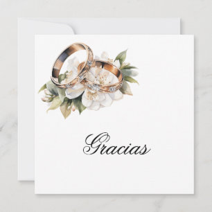 Wedding ring Spanish Thank You Card