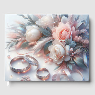 Wedding Rings and Flowers Guest Book