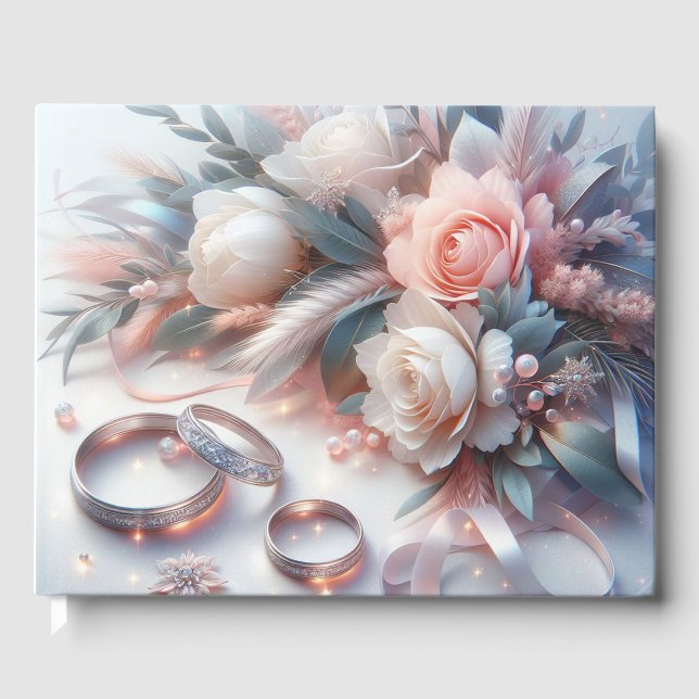 Wedding Rings and Flowers Guest Book (Front)