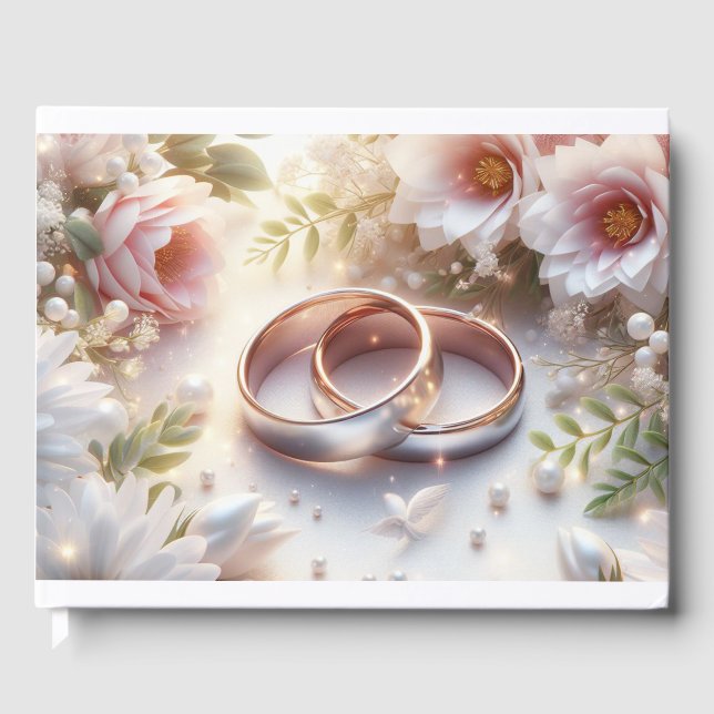 Wedding Rings and Flowers Guest Book (Front)