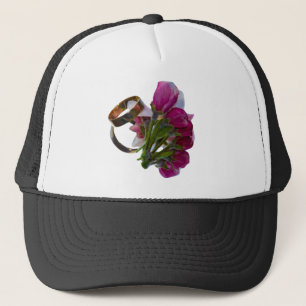 Wedding Rings and Flowers Trucker Hat