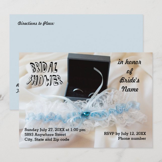 Wedding Rings and Garter Belt Bridal Shower Invite (Front/Back)