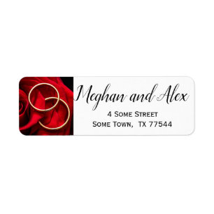 Wedding Rings and Rose Return Address Labels