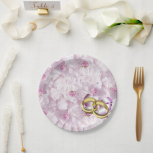 Wedding Rings And Roses, Bridal Paper Plates