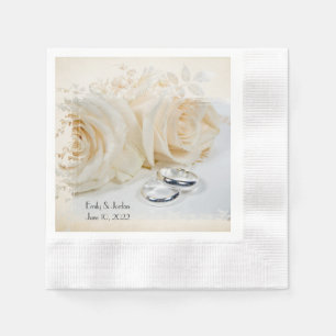 wedding rings and roses napkin
