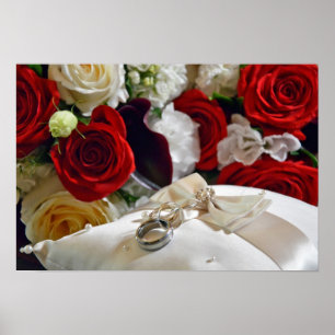 Wedding rings and roses poster