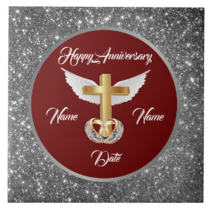 Wedding Rings Customise Silver Cross Anniversary Tile