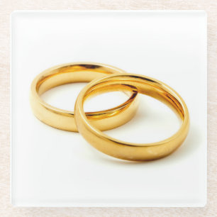 Wedding rings glass coaster