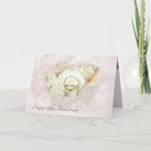Wedding Rings in Seashell1 15th Anniversary  Card