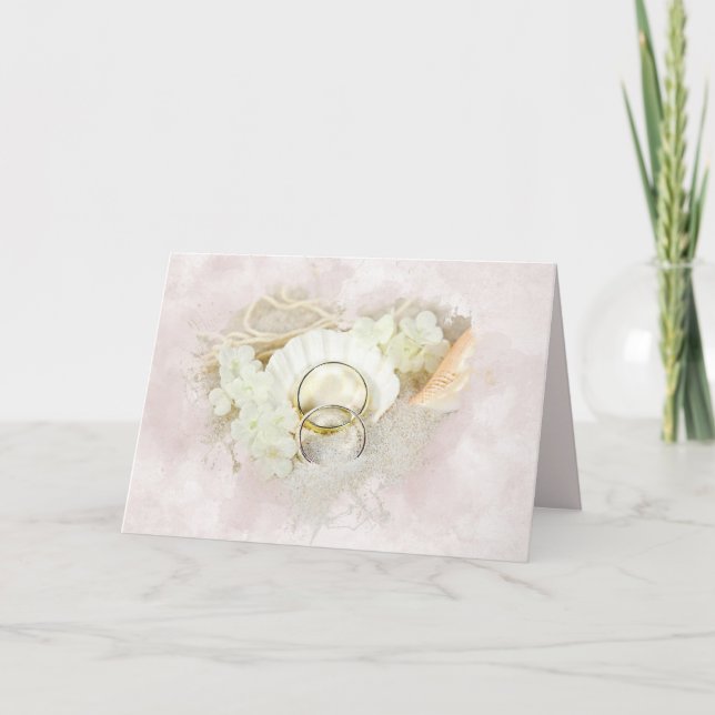 Wedding Rings in Seashell   Card (Front)