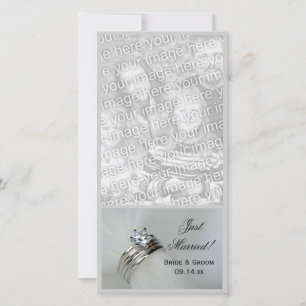 Wedding Rings Just Married Announcement Photo Card