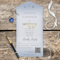 Wedding Rings Modern Dusty Blue QR Code
