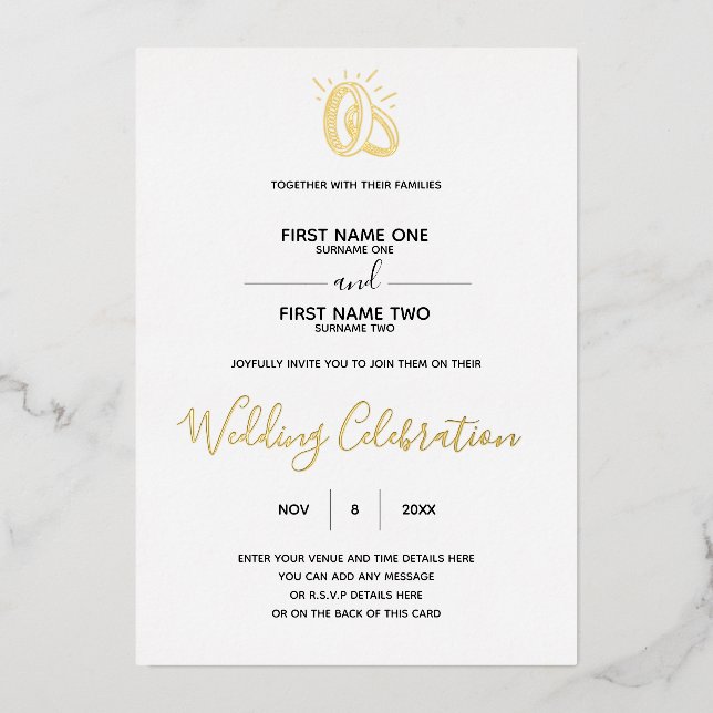 Wedding Rings Modern Minimalist Invitation (Front)