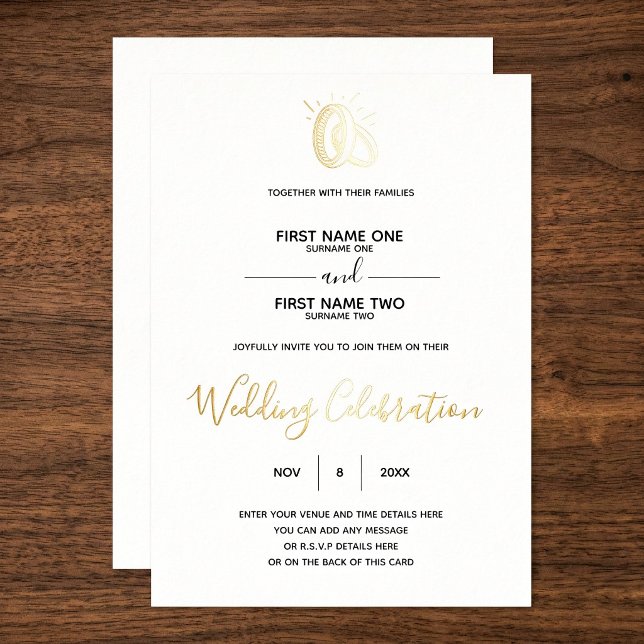 Wedding Rings Modern Minimalist Invitation (Wedding Rings Modern Minimalist Invitation Foil Invitation)