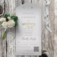 Wedding Rings Modern Silver Grey QR Code