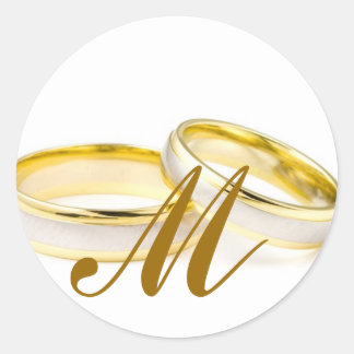 Wedding Rings Monogram M Invitation Seal