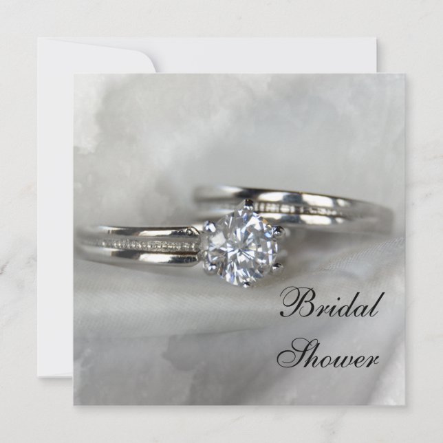 Wedding Rings on Grey Bridal Shower Invitation (Front)