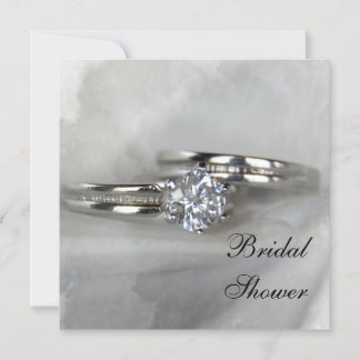 Wedding Rings on Grey Bridal Shower Invitation
