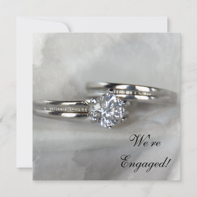 Wedding Rings on Grey Engagement Party Invitation (Front)