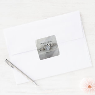 Wedding Rings on Grey Square Sticker