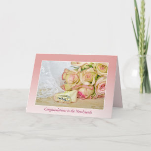 Wedding Rings on Rose Petal Card