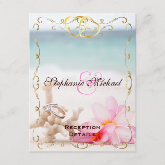 Wedding Rings On The Beach Reception Card