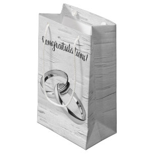 Wedding Rings On White Birch Small Gift Bag