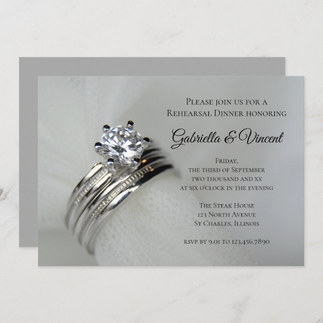 Wedding Rings Rehearsal Dinner Invitation (Front/Back)