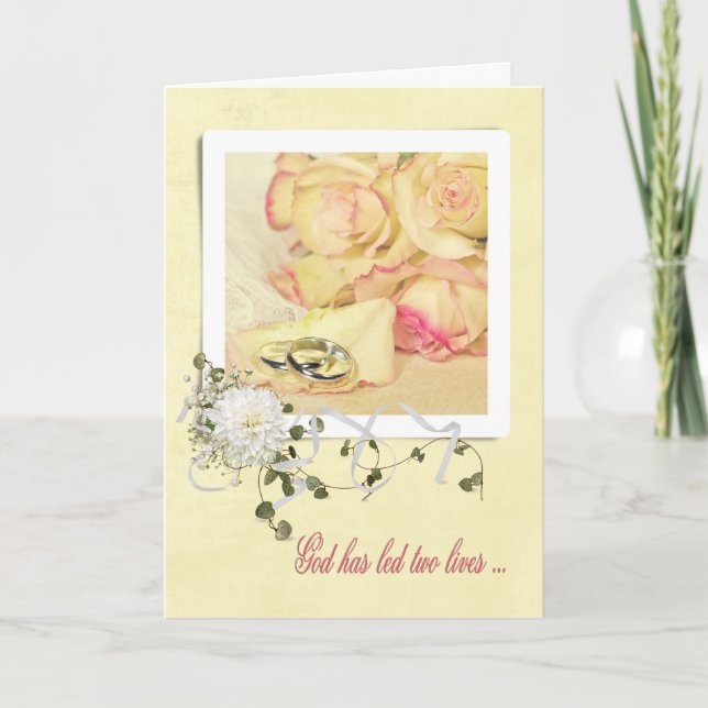 Wedding Rings Rose Petal Card (Front)