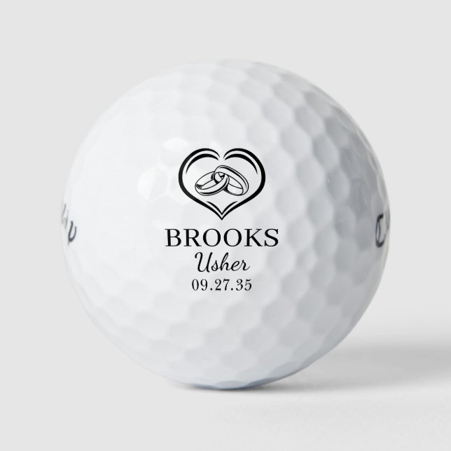 Wedding Rings Usher Golf Balls (Front)