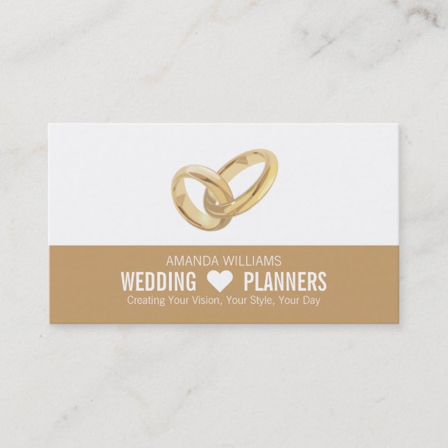 Wedding Rings, Wedding Event Planner Business Card (Front)