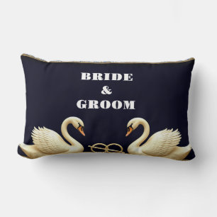 Wedding Rings With Romantic Swan Couple Lumbar Cushion