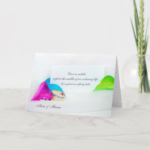 wedding rings with rose petals card