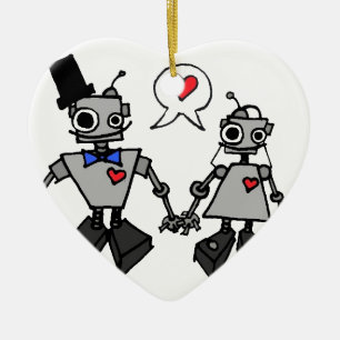 Wedding robots ceramic tree decoration