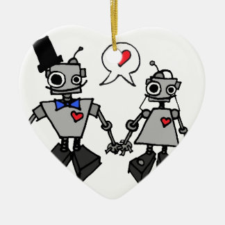 Wedding robots ceramic tree decoration